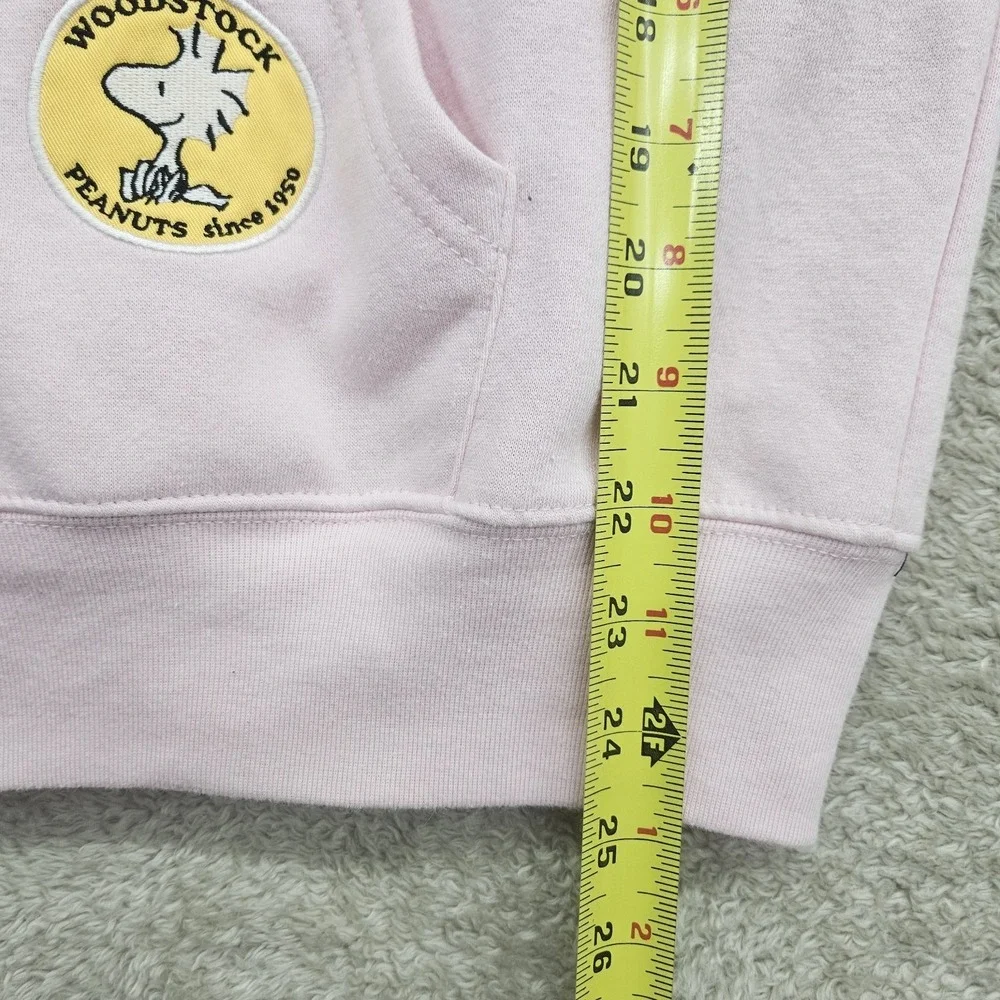 Peanuts Snoopy Full Zip Hoodie Womens Medium Pink Woodstock Sweatshirt Y2K Style - Picture 12 of 14